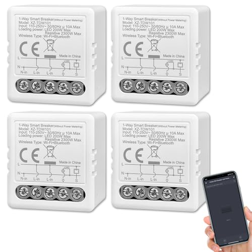 ANTELA Smart Relais Schalter WLAN und Bluetooth 10A 1Kanal, Kompatibel mit Alexa, Smart Life APP, Timer und Countdown, 2.4GHz, 4PCs ANTELA Smart Relais Schalter WLAN und Bluetooth 10A 1Kanal, Kompatibel mit Alexa, Smart Life APP, Timer und Countdown, 2.4GHz, 4PCs von ANTELA