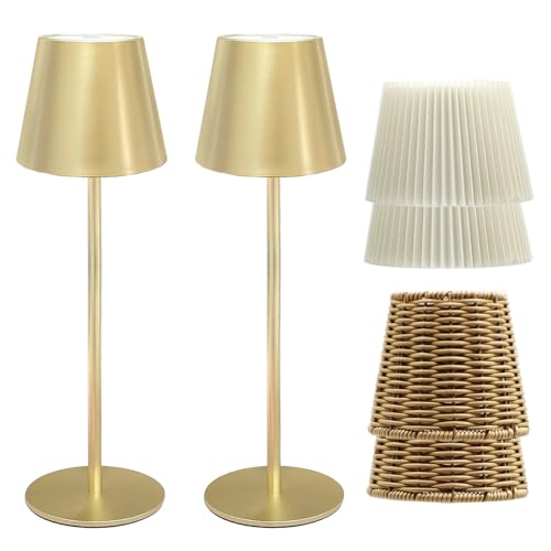 ANTELA Tischlampe LED InnenAußen Dimmbare Kabellose 3000K/4000K/5000K Auswechselbarer Lampenschirm mit USB-C, Goldene, 2 Stück ANTELA Tischlampe LED InnenAußen Dimmbare Kabellose 3000K/4000K/5000K Auswechselbarer Lampenschirm mit USB-C, Goldene, 2 Stück von ANTELA