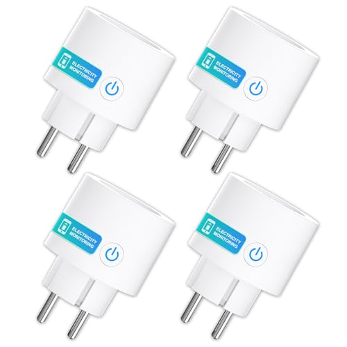 ANTELA WLAN Smart Steckdose mit Strommessung16A, Smart Home WiFi Steckdose, kompatibel mit Google Home, Alexa, Smart Life APP, 4PCs von ANTELA