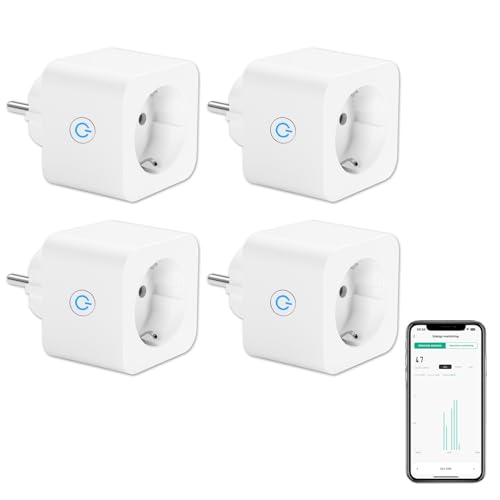 ANTELA WLAN Smart Steckdose 16A Stromverbrauch Messen kompatibel mit Alexa/Google Home, Kinderschutz, Smart Life APP, 2,4GHz, 3680W, 4PCs von ANTELA