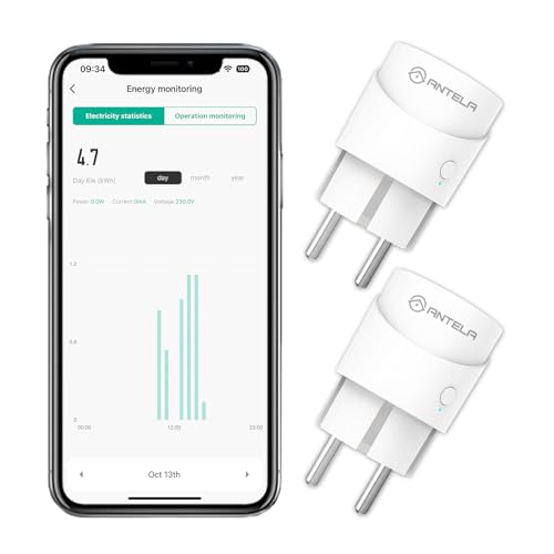 Alexa Steckdose Mini ANTELA Smart WLAN Steckdosen mit Strommessung kompatibel mit Google Assistant, Smart Life APP Fernsteuerung, 2,4GHz, 2 PCs Alexa Steckdose Mini ANTELA Smart WLAN Steckdosen mit Strommessung kompatibel mit Google Assistant, Smart Life APP Fernsteuerung, 2,4GHz, 2 PCs von ANTELA