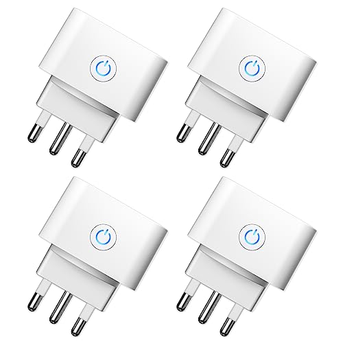 Italienische WLAN-Steckdose, 16 A, intelligente Energieüberwachung, Smart Plug, Überlastschutz, Timer und Programmeinstellung, kompatibel mit Alexa & Google Home, 4 Stück von ANTELA