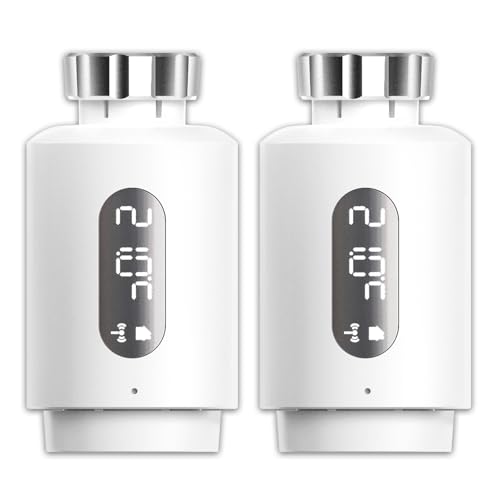 Smart Heizkörperthermostat mit APP ANTELA Digitales Display zur Kontrolle der Heiztemperatur, Kompatibel Alexa, Google Home, Zeitpläne, 2PCs von ANTELA