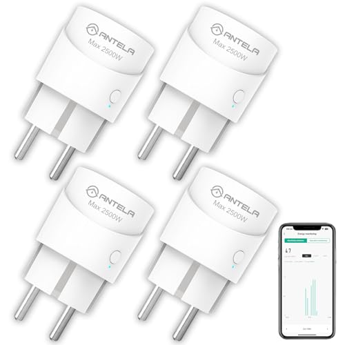 WLAN Smart Steckdose Alexa 10A Mini mit Strommessung ANTELA kompatibel mit Google Home, Smart Life APP Fernsteuerung, 2,4GHz, 4 PCs WLAN Smart Steckdose Alexa 10A Mini mit Strommessung ANTELA kompatibel mit Google Home, Smart Life APP Fernsteuerung, 2,4GHz, 4 PCs von ANTELA