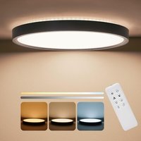 24W Dimmbar led Deckenleuchte Schwarz Hintergrundbeleuchtung Deckenlampe mit Fernbedienung 2400lm Ø30cm Rund Decken led für Wohnzimmer Schlafzimmer von ANTEN