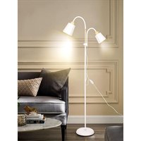 Stehlampe mit leselampe Wohnzimmer Valis E27 Fassung max. 60W 360° Schwenkbare 2 Lampenköpfe Stehleuchte moderne Metall Sofa Lampe mit Höhe 159 cm von ANTEN