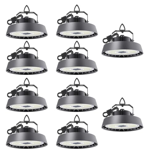 ANTENLICHT 10er LED Hallenstrahler 150W Kaltweiß 5000K | 24000lm 120° Abstrahlwinkel UFO Highbay Industrielampe IP65 Innenbeleuchtung für Gewerbe Werkstatt Garage von ANTENLICHT