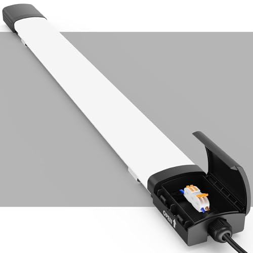 ANTENLICHT 3 Stücke LED Feuchtraumleuchte 60CM mit 18W 1980Lumen Kaltlweiß 5000k, Einfache Montage Wannenleuchte Flach Deckenleuchte Wasserfest IP65 Werkstattlampe für Büro Keller Garage, Schwarz von ANTENLICHT