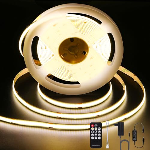 ANTENLICHT COB LED Streifen 3M Naturweiß 4000K 26W LED Stripe Dimmbar mit Fernbedienung, CRI90+, 24V 8mm Breite LED Band Leiste, DIY Lichtband Selbstklebend Kürzbar für Home Dekoration, Beleuchtung von ANTENLICHT