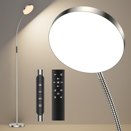 ANTENLICHT NOVA Stehlampe LED | Sofa stehlampe dimmbar mit Fernbedienung | 4 Farbtemperaturen & 4 Helligkeiten | 30 Min & 1 Stunden Timer | 18W Stehleuchte Silber für Schlafzimmer, Wohnzimmer, Büro ANTENLICHT NOVA Stehlampe LED | Sofa stehlampe dimmbar mit Fernbedienung | 4 Farbtemperaturen & 4 Helligkeiten | 30 Min & 1 Stunden Timer | 18W Stehleuchte Silber für Schlafzimmer, Wohnzimmer, Büro von ANTENLICHT