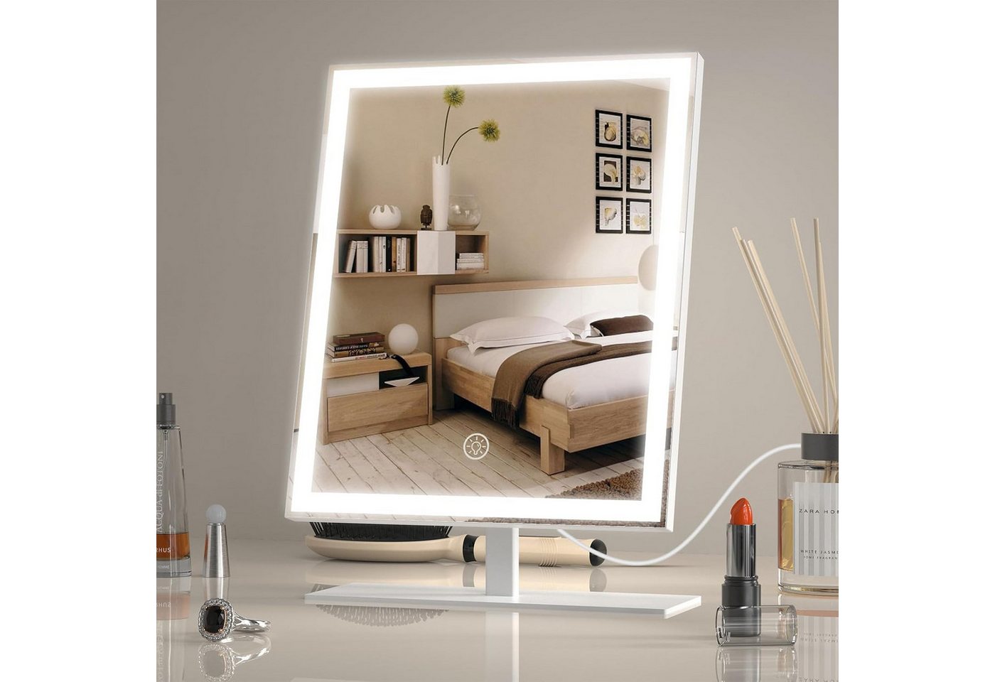 ANTENLICHT Schminkspiegel LED Hollywood Spiegel Schminkspiegel mit Beleuchtung, dimmbar (1-St), 3 Farbmodi (warm, natürlich, kalt), 120° Drehfunktion von ANTENLICHT