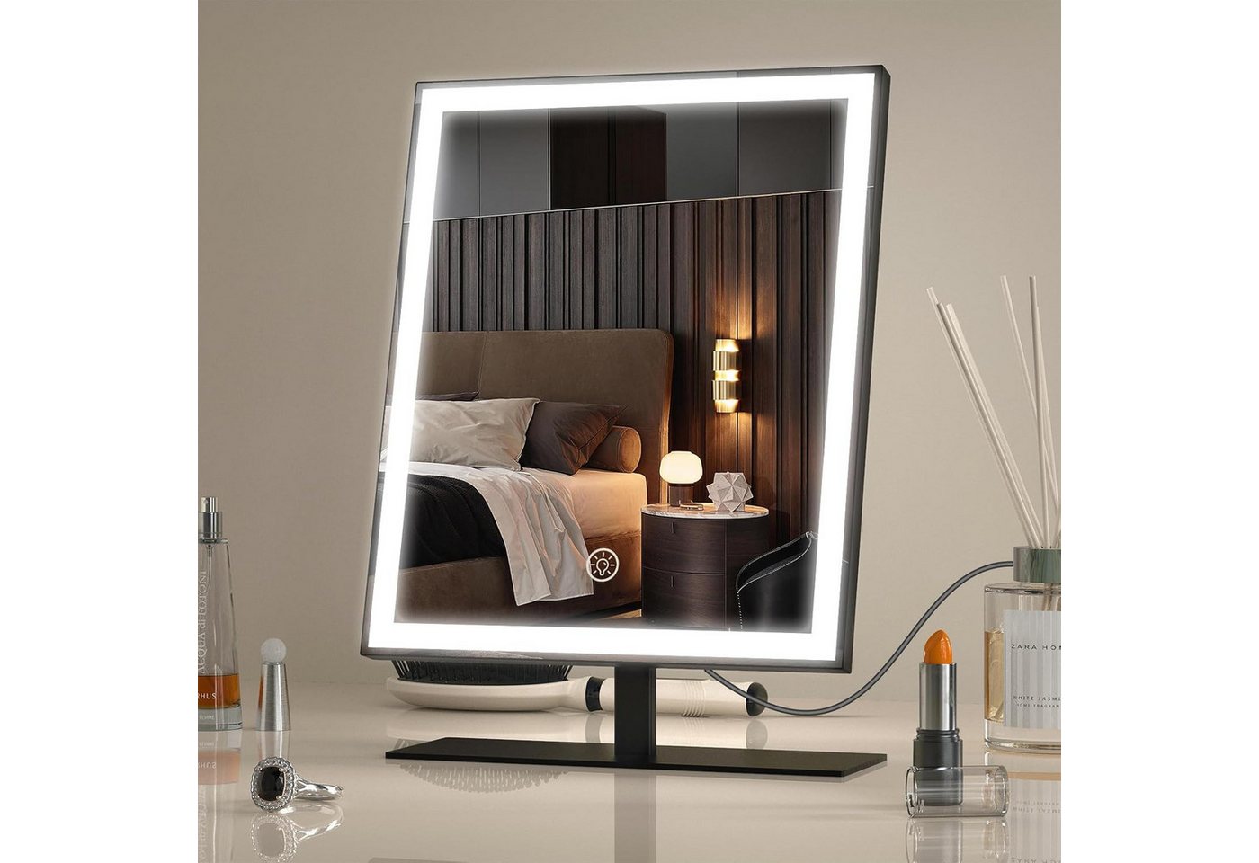 ANTENLICHT Schminkspiegel LED Hollywood Spiegel Schminkspiegel mit Beleuchtung, dimmbar (1-St), 3 Farbmodi (warm, natürlich, kalt), 120° Drehfunktion von ANTENLICHT