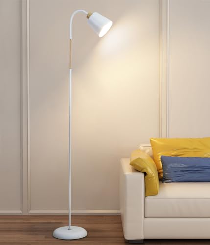 ANTENLICHT Stehlampe Weiß Wohnzimmer VILI| 360°Schwenkbare Stehleuchte E27 Fassung max.60W | moderne Metall Sofa lampe mit Höhe 159cm|Standleuchte für Schlafzimmer, Arbeitszimmer ohne Leuchtmittel von ANTENLICHT