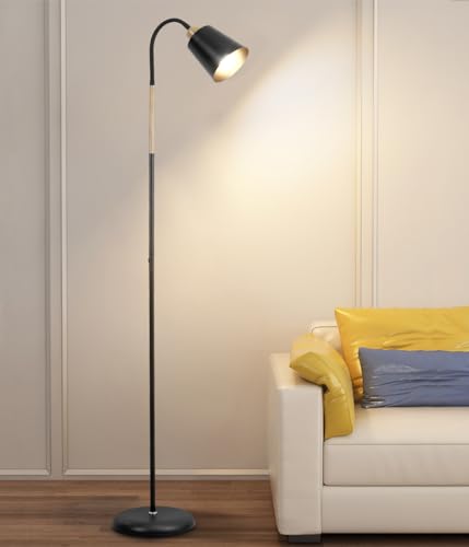 ANTENLICHT VILI| Stehlampe Wohnzimmer E27 Schwenkbare 360° Fassung Max.60W | Leselampe für Sofa Schlafzimmer | Metall Stehleuchte Schwarz mit Höhe 159cm (ohne Leuchtmittel) von ANTENLICHT