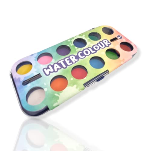 ANTEVIA - Set mit 12 Tabletten für Kinder mit Pinsel | mehr als 15 Modelle | Wasserfarben | Robuste Acrylfarben | Farben: 12 verschiedene Farben (Water Colour) von ANTEVIA Matériaux