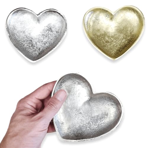 Antevia – Dekoratives Tablett in Silber oder Servierplatte aus gebürstetem Stahl, 4 mm dick | mehr als 10 Modelle | Herzform | elegantes silbernes Serviertablett | Farbe: Grau (silberner Platzierer) von ANTEVIA Matériaux