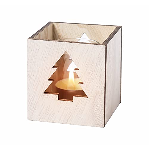 Antevia Duftkerze im Glas und Kerzenhalter aus Holz mit Weihnachtsbaum, mehr als 10 Modelle (Keylax) von ANTEVIA Matériaux