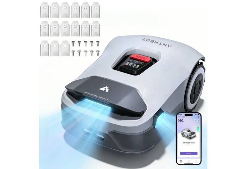 ANTHBOT Rasenmähroboter Genie3000 - Automatischer Mähroboter, 10000 mAh Akku, bis 3600 m² Rasenfläche, (Ohne Begrenzungskabel •, RTK+4-Kamera Vision • KI-Hindernisvermeidung • Kantenschneiden), Max.30 Mehrzonen-Management, 4G/WiFi/Bluetooth von ANTHBOT