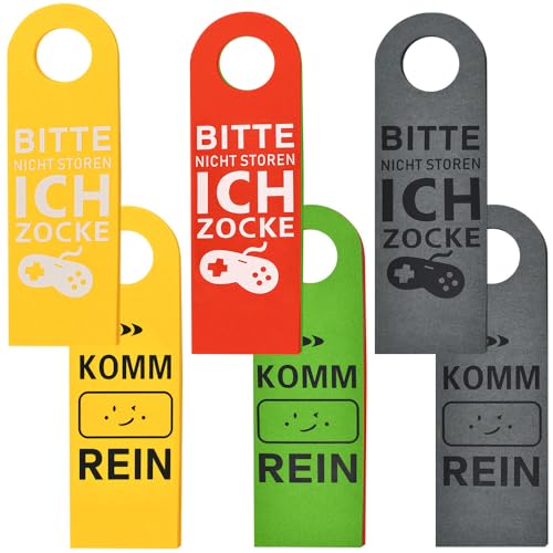 ANTHYTA 3 Stück Nicht stören, ich zocke oder Komm rein Schild Teenager Türhänger Türschild Geschenke für Gamer Coole Türschilder mit Zocker Motiv gaming Filz Türanhänger sachen für Jungen Zimmer Deko von ANTHYTA