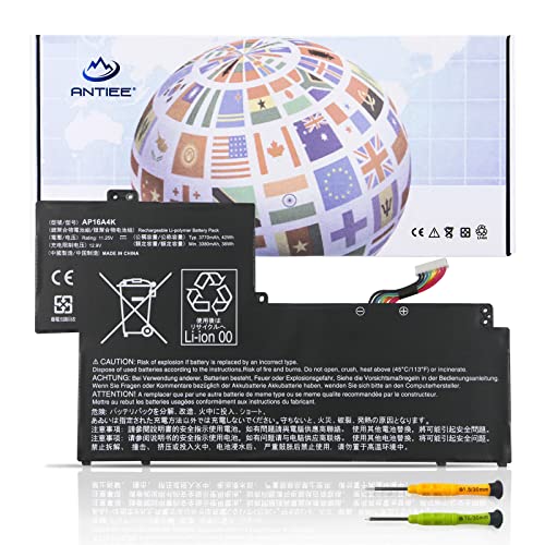 ANTIEE AP16A4K Akku Kompatibel mit Acer Swift 1 SF113-31 Aspire One Cloudbook 11 AO1-132 AO1-132-C5MV AO1-132-C3T3 AO1-132-C0QL SF113-31-P5CK KT.00304.003 KT.00304.0073ICP4/68/111 42Wh von ANTIEE