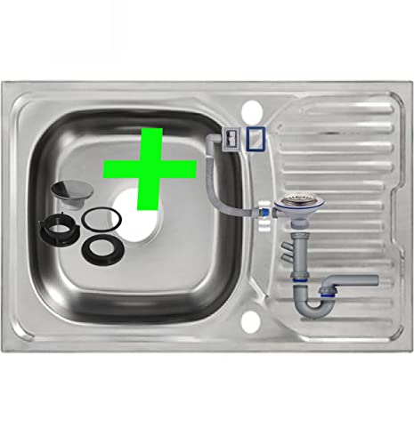 Respektable Edelstahl Einbauspüle 76x43,5cm zu schockierendem Design blanko ohne Armatur inkl. Siphonset und befestigungsmaterial von ANTIVIR ON
