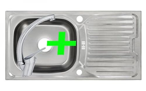 Respektable Edelstahl Einbauspüle 86x43,5cm zu schockierendem Design blanko mit Armatur inkl. Siphonset und befestigungsmaterial von ANTIVIR ON