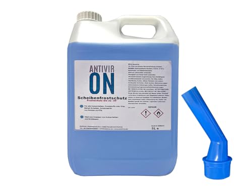 1L - 30L Premium Scheibenfrostschutz -35°C Ausgiesser inklusive Wischwasser Fertigmix Auto Scheibenwaschanlage (Scheibenfrostschutz, 1 x 5Liter) von ANTIVIRON