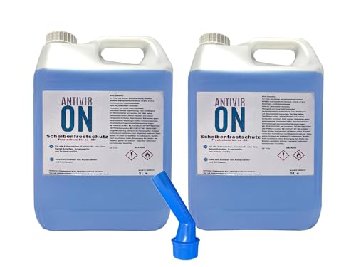 1L - 30L Premium Scheibenfrostschutz -35°C Ausgiesser inklusive Wischwasser Fertigmix Auto Scheibenwaschanlage (Scheibenfrostschutz, 2 x 5Liter) von ANTIVIRON