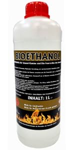 Antiviron Bioethanol 96,6% Premium 1 Liter Ethanol für Tischkamin, Kamin & Gartendeko für Draußen - Rauch- und Rußfrei aus Mais von ANTIVIRON