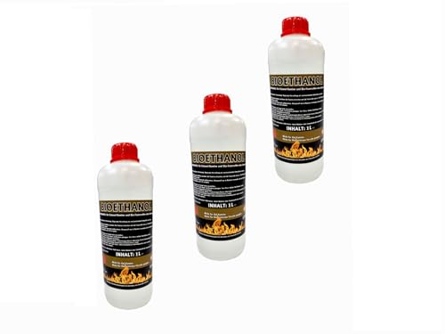 Antiviron Bioethanol 96,6% Premium 3 x 1L - Ethanol für Tischkamin, Kamin & Gartendeko für Draußen - Rauch- und Rußfrei aus Mais (Bioethanol, 3 x 1 Liter) von ANTIVIRON