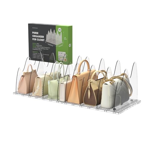 ANTOWIN 2 Stück Regalteiler für Schrank, verstellbare Geldbörsen-Organizer, Handtaschen-Trenner, Aufbewahrung, Bücherregal-Trenner, Trennwände im Schlafzimmer, Büro, Küche, Bad von ANTOWIN