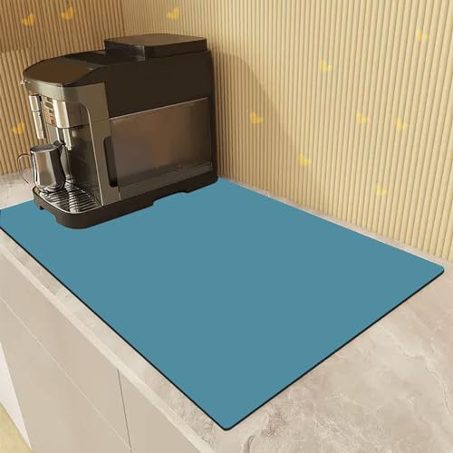 ANTUREBAY Kaffeemaschine Abtropfmatte, Schnelltrocknend Abtropfmatte Geschirr, Saugstarke Trockenmatte für Kaffeemaschine, Küche, Spüle, rutschfest Abtropfmatte, 40 x 50cm (Marineblau) von ANTUREBAY