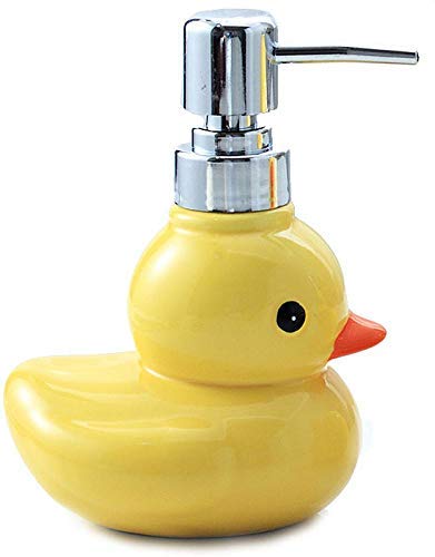 ANUBE Keramik-Enten-Seifenspender mit Edelstahl-Pumpe, Seifenflasche oder Lotionflasche, Heimdekoration (klein) von ANUBE