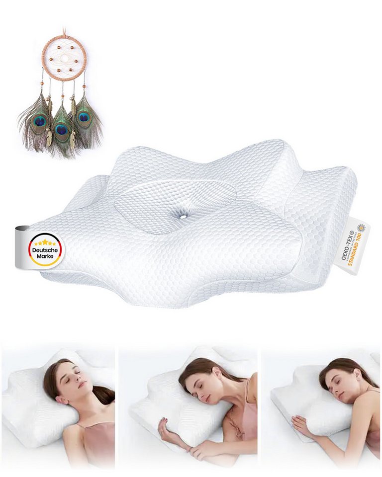 ANUK Schlafkissen ANUK® Ergonomisches Kissen- Memory Foam Kissen- mit extra Traumfänger, Seitenschläfer, Rückenschläfer,Bauchschläfer, Allergikerfreundlich hergestellt von ANUK