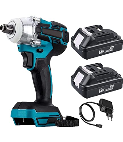 ANUPTTA Schlagschrauber, Ersetzen für Makita 18v mit 2x3000mAh Akku und Schnellladegerät, 1/2" Bürstenlosen Cordless 350Nm mit LED-Licht von ANUPTTA