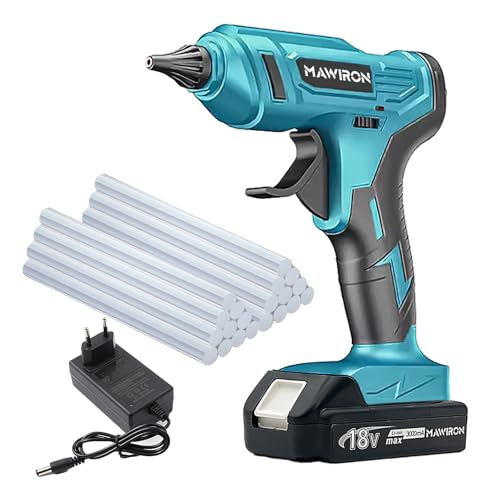 Akku Heißklebepistole,Kompatibel mit Makita BL1860B BL1850B BL1840B BL1830B 18V mit 1 * 3000mAh Akku und Ladegerät, Kabellose Klebepistole mit 20 Stück Klebestiften,DIY Kleine Handwerk Akku Heißklebepistole,Kompatibel mit Makita BL1860B BL1850B BL1840B BL1830B 18V mit 1 * 3000mAh Akku und Ladegerät, Kabellose Klebepistole mit 20 Stück Klebestiften,DIY Kleine Handwerk von ANUPTTA