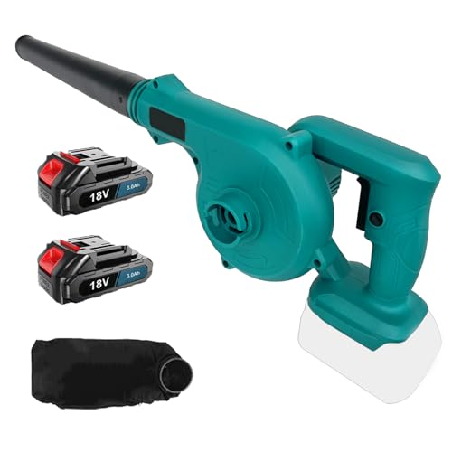Akku-Laubbläser, Ersatz für Makita, mit 2x3000mAh Akku und Ladegerät，2-in-1 Elektrische Gartenblattgebläse und Staubsauger，18V für Rasenpflege, Laubblasen, Auto und Eckenreinigung von ANUPTTA
