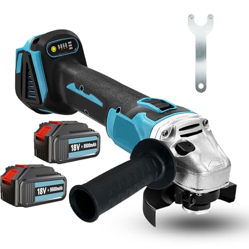 Akku-Winkelschleifer, Kompatibel mit Makita Bürstenlo,18V Trennschleifer Scheibe 125mm Schleifen mit 2x5500mAh Akku, Mehrere Zubehörteile ,zum Entfernen von Farbe und Mörtel, zum Schleifen Akku-Winkelschleifer, Kompatibel mit Makita Bürstenlo,18V Trennschleifer Scheibe 125mm Schleifen mit 2x5500mAh Akku, Mehrere Zubehörteile ,zum Entfernen von Farbe und Mörtel, zum Schleifen von ANUPTTA