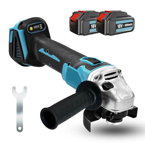 Akku-Winkelschleifer, Kompatibel mit Makita Bürstenlo,18V Trennschleifer Scheibe 125mm Schleifen mit 2x5500mAh Akku,zum Entfernen von Farbe und Mörtel, zum Schleifen,Schneiden Akku-Winkelschleifer, Kompatibel mit Makita Bürstenlo,18V Trennschleifer Scheibe 125mm Schleifen mit 2x5500mAh Akku,zum Entfernen von Farbe und Mörtel, zum Schleifen,Schneiden von ANUPTTA