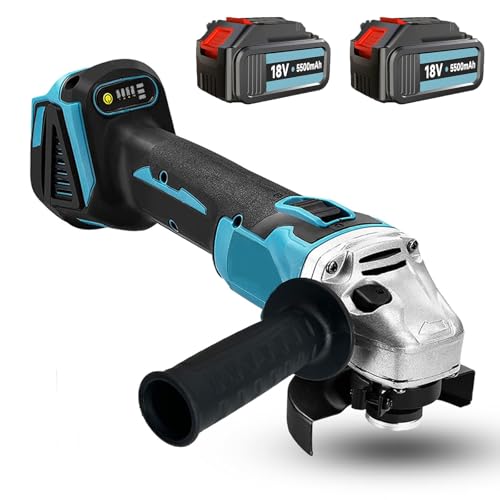 Akku-Winkelschleifer Ersatz für Makita Bürstenlo Trennschleifer Scheibe 125mm Schleifen mit 2x5000mAh Akku und Ladegerät zum Entfernen von Farbe und Mörtel, zum Schleifen, Schneiden Akku-Winkelschleifer Ersatz für Makita Bürstenlo Trennschleifer Scheibe 125mm Schleifen mit 2x5000mAh Akku und Ladegerät zum Entfernen von Farbe und Mörtel, zum Schleifen, Schneiden von ANUPTTA