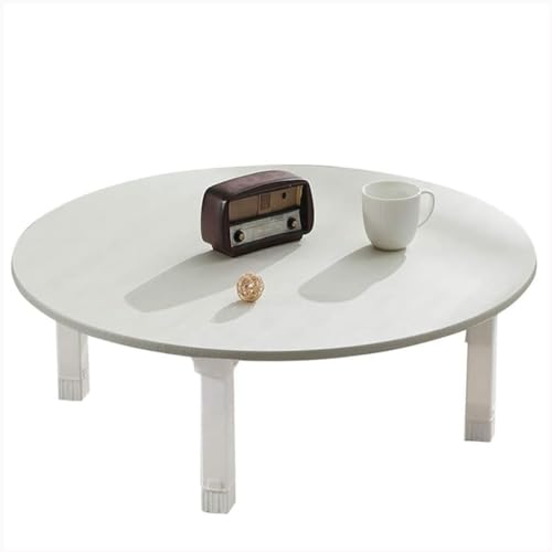 Klapptisch, niedriger runder Tisch im japanischen Stil, Couchtisch, Esstisch, kleiner Schreibtisch, for Tatami-Schlafzimmer, Erkerfenster, Teestube, Haushalts-Kang-Tisch ( Farbe : Weiß , Size : 80x30c von ANUUMA