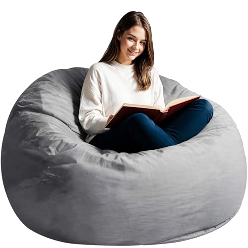 Anuwaa [Abnehmbarer Bezug] Riesiger Sitzsack für Erwachsene, Memory-Schaum-Sitzsack für Teenager, Erwachsene, großes Sofa, Sitzsack, riesiger Sitzsack, weicher flauschiger Pelz, Sitzsack, Möbel von ANUWAA