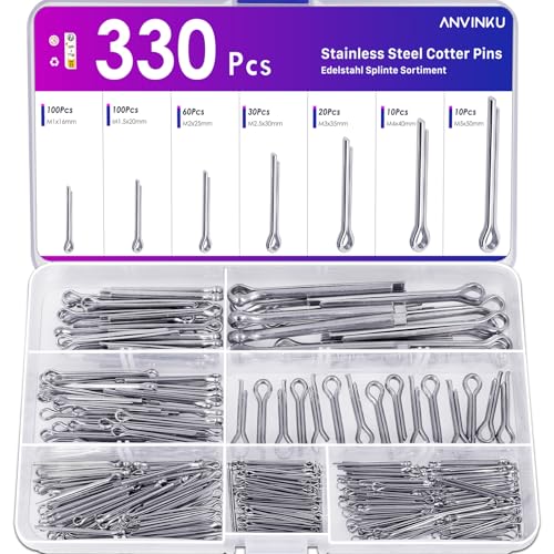 ANVINKU 330 Stück Splinte Sortiment Edelstahl, 7 Größen Splint Set M1/M1.5/M2/M2.5/M3/M4/M5, 304 Edelstahl Sicherungssplint für Auto, Mechanik, Schiffsreparatur ANVINKU 330 Stück Splinte Sortiment Edelstahl, 7 Größen Splint Set M1/M1.5/M2/M2.5/M3/M4/M5, 304 Edelstahl Sicherungssplint für Auto, Mechanik, Schiffsreparatur von ANVINKU
