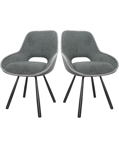 ANVOFONG Esszimmerstühle 2er Set,Drehstuhl mit Armlehnen Rückenlehne,Ausgeschnittene atmungsaktive Esszimmer Stuhl,Dickes Schaumstoff-Kissen Polsterstuhl,dunkelgrau von ANVOFONG