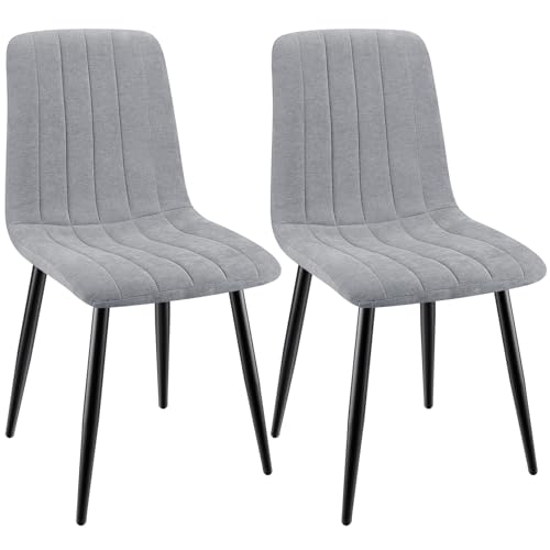 ANVOFONG Esszimmerstühle 2er Set,Küchenstuhl aus Leinenstoff,Polsterstühle mit Eisenfüßen,Stuhl Schlafzimmer,schminkstuhl,Wohnzimmer Stühle-Grau von ANVOFONG