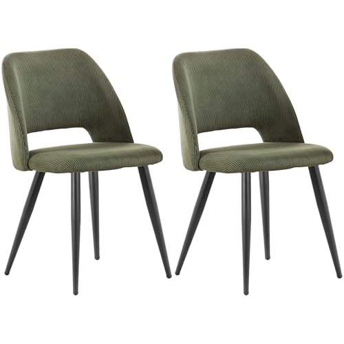 ANVOFONG Esszimmerstühle 2er Set,Küchenstuhl mit Unabhängige Beine,Kordsamt Gepolsterter Stuhl,Grüner loungesessel,für Esszimmer,Wohnzimmer,Küche,Schlafzimmer und Empfangsraum von ANVOFONG