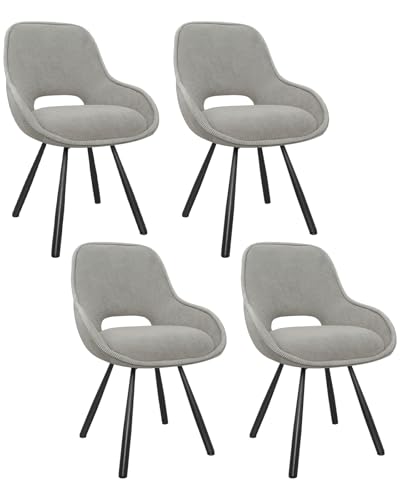 ANVOFONG Esszimmerstühle 4er Set,Drehstuhl mit Armlehnen Rückenlehne,Ausgeschnittene atmungsaktive Esszimmer Stuhl,Dickes Schaumstoff-Kissen Polsterstuhl,Hellgrau von ANVOFONG