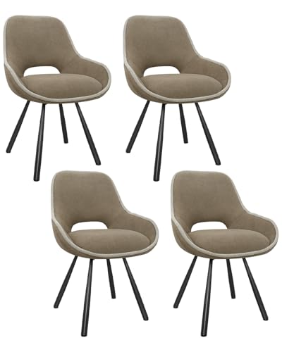 ANVOFONG Esszimmerstühle 4er Set,Drehstuhl mit Armlehnen Rückenlehne,Ausgeschnittene atmungsaktive Esszimmer Stuhl,Dickes Schaumstoff-Kissen Polsterstuhl,braun von ANVOFONG