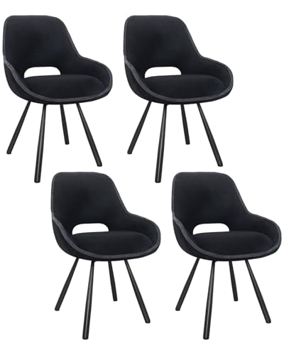 ANVOFONG Esszimmerstühle 4er Set,Drehstuhl mit Armlehnen Rückenlehne,Ausgeschnittene atmungsaktive Esszimmer Stuhl,Dickes Schaumstoff-Kissen Polsterstuhl,schwarz von ANVOFONG
