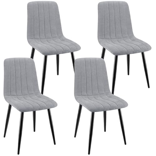 ANVOFONG Esszimmerstühle 4er Set,Küchenstuhl aus Leinenstoff,Polsterstühle mit Eisenfüßen,Stuhl Schlafzimmer,schminkstuhl,Wohnzimmer Stühle-Grau von ANVOFONG